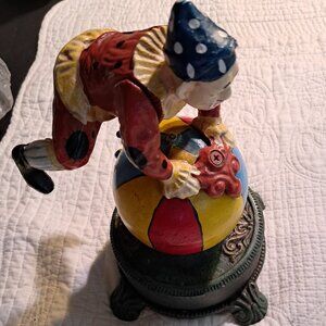 Vintage Acrobat Clown on Globe Bank Heavy Iron